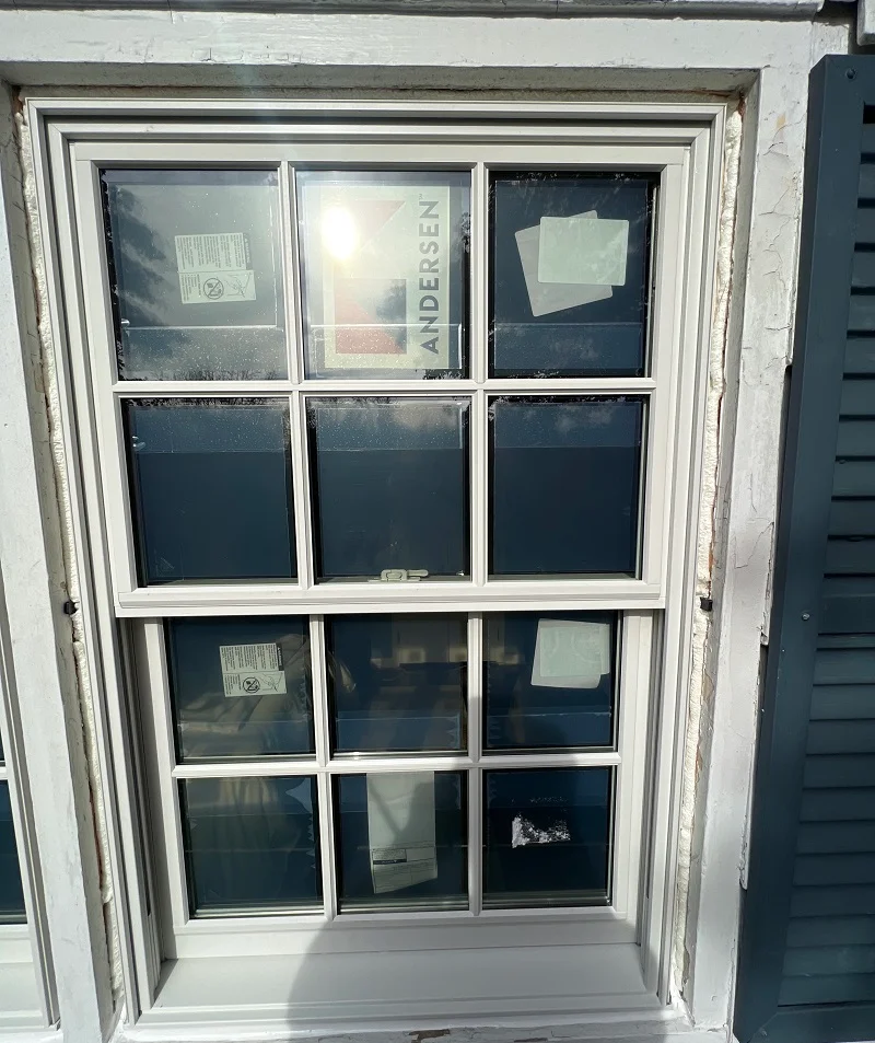 Andersen 400 Series double hung sealed with spray foam